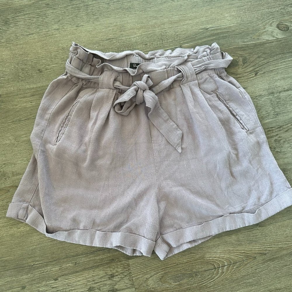 Purple Paper Bag High-Waisted Shorts with Belt Tie - Velvet Heart - Medium